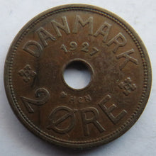 Load image into Gallery viewer, 1927 Denmark 2 Ore Coin

