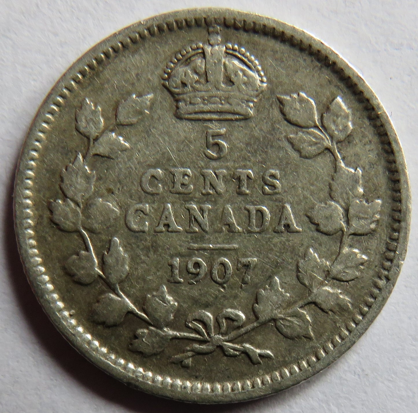 1907 King Edward VII Canada Silver 5 Cents Coin