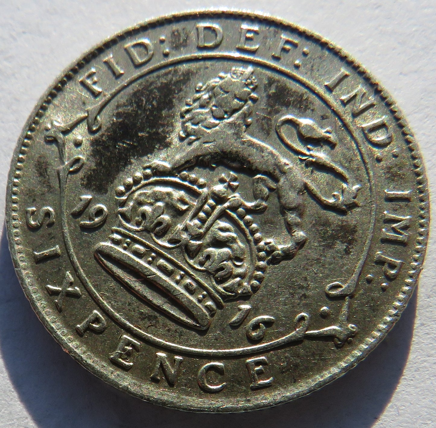 1916 King George V Sixpence Coin - Great Britain