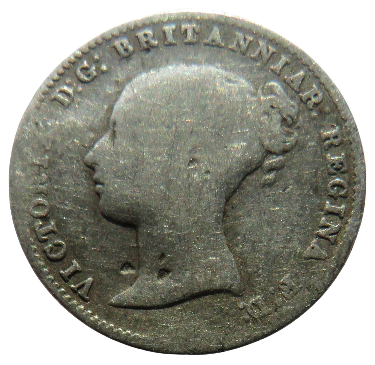 1868 Queen Victoria Young Head Silver Threepence Coin - Great Britain