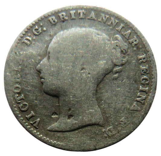 1868 Queen Victoria Young Head Silver Threepence Coin - Great Britain