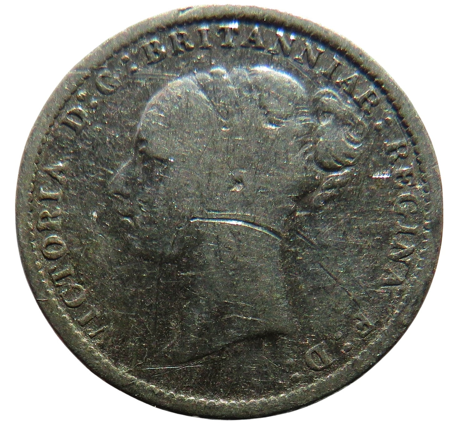 1886 Queen Victoria Young Head Silver Threepence Coin - Great Britain