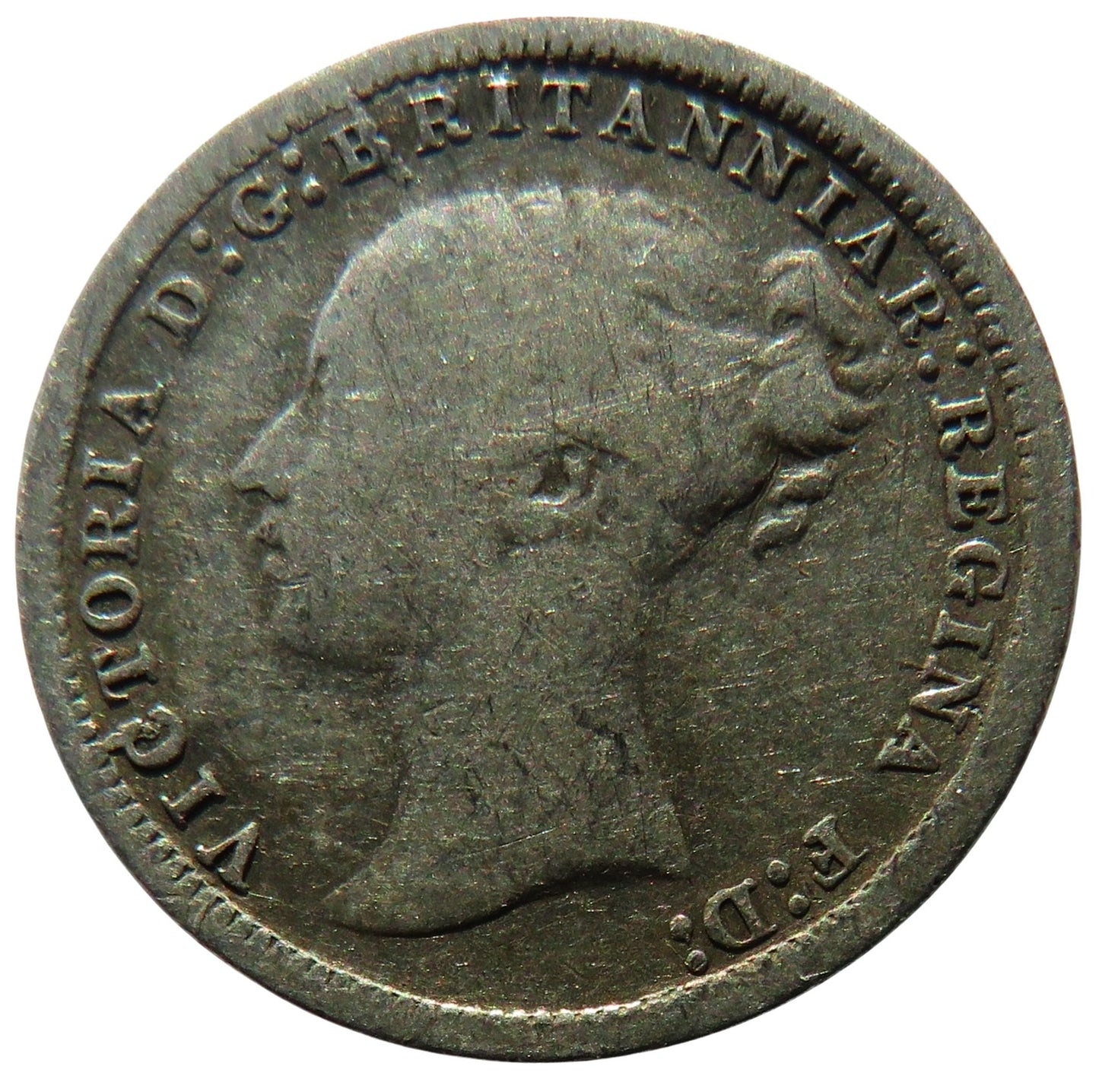 1873 Queen Victoria Young Head Silver Threepence Coin - Great Britain