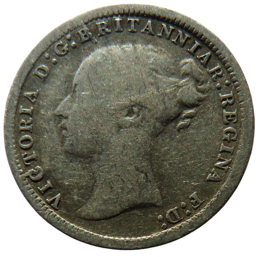 1873 Queen Victoria Young Head Silver Threepence Coin - Great Britain