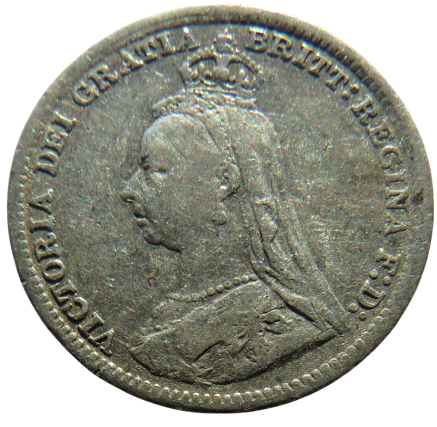 1891 Queen Victoria Jubilee Head Silver Threepence Coin - Great Britain