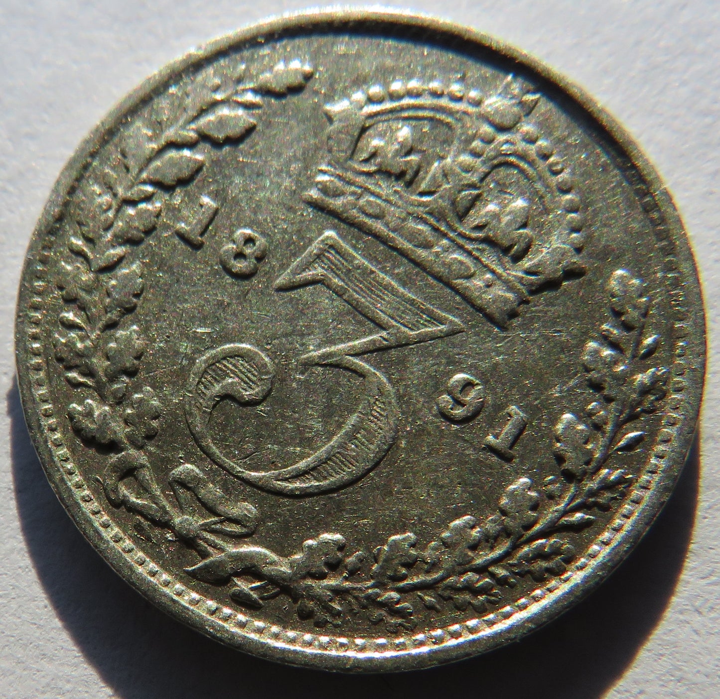 1891 Queen Victoria Jubilee Head Silver Threepence Coin - Great Britain