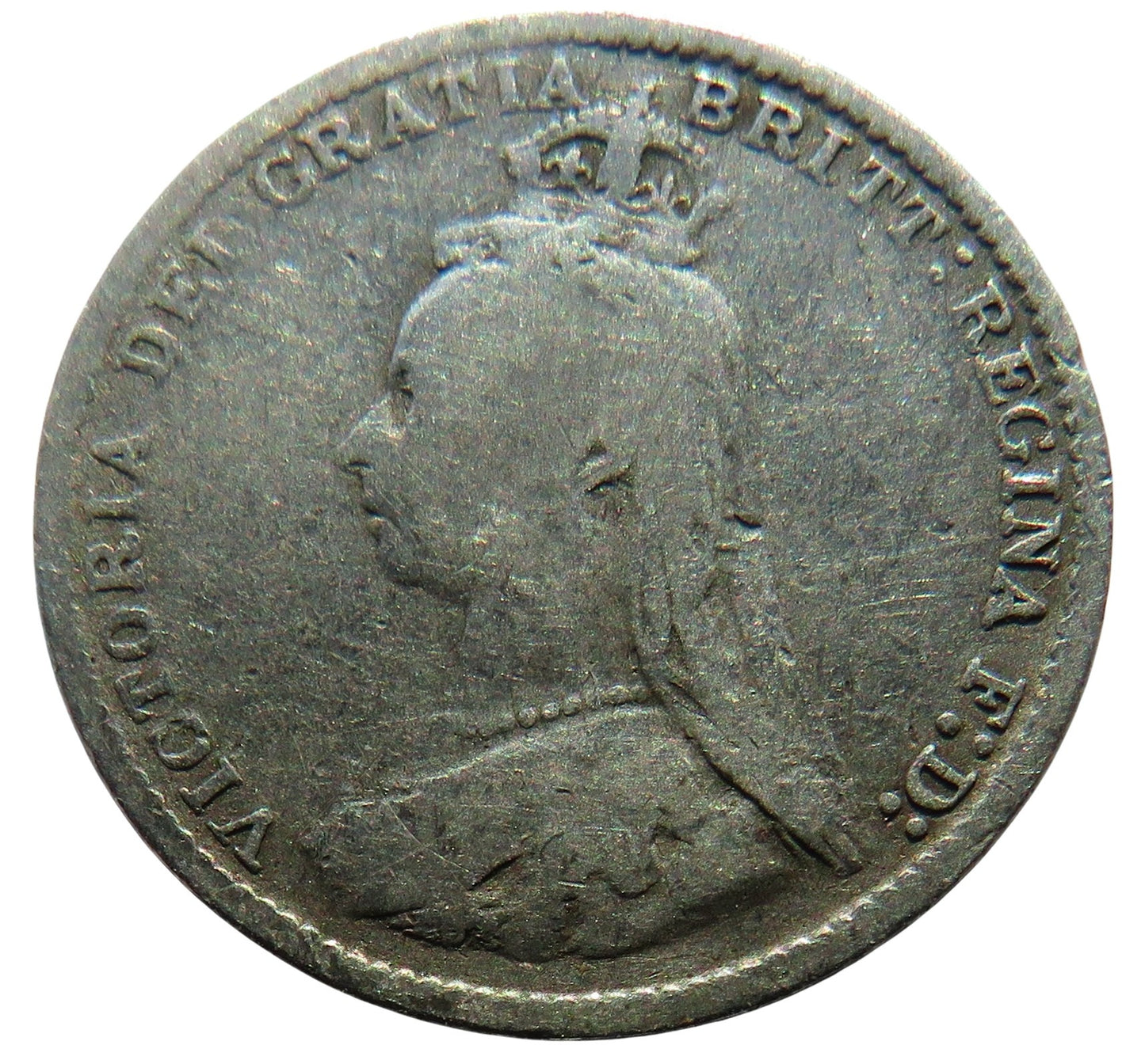 1889 Queen Victoria Jubilee Head Silver Threepence Coin - Great Britain