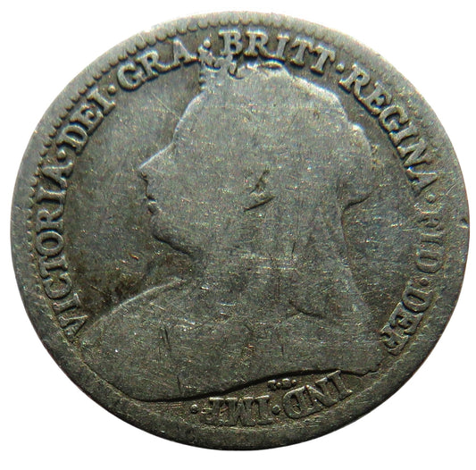 1899 Queen Victoria Silver Threepence Coin - Great Britain