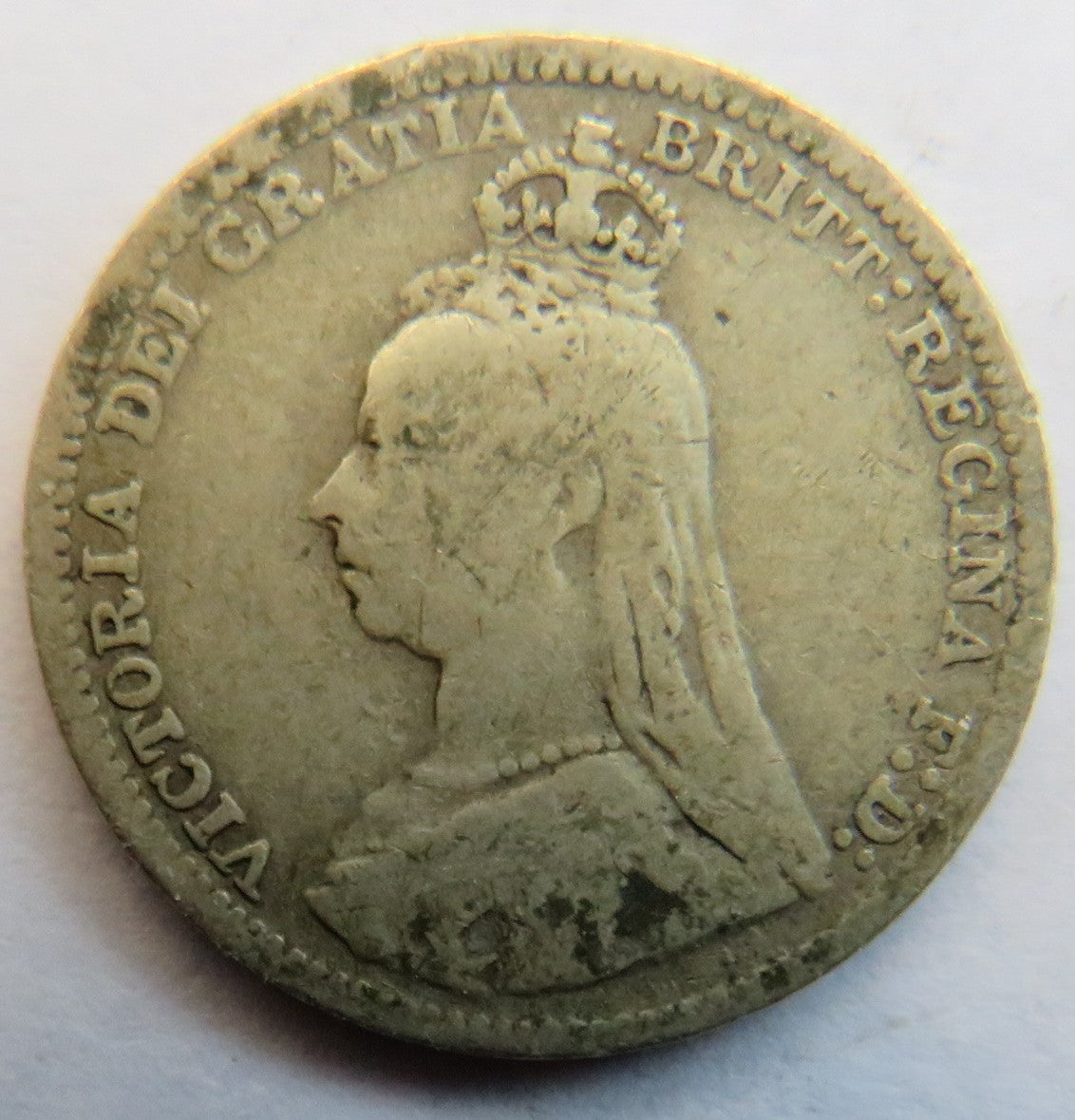 1893 Queen Victoria Jubilee Head Silver Threepence Coin - Great Britain