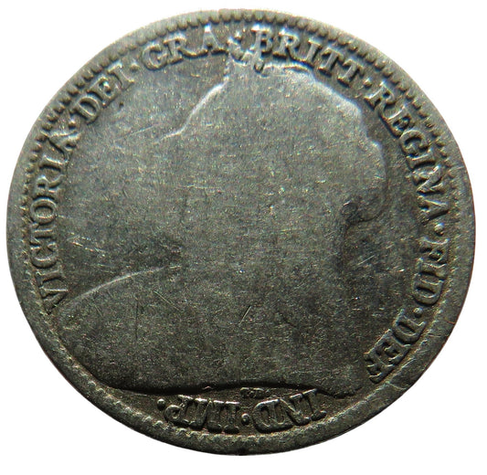 1897 Queen Victoria Silver Threepence Coin - Great Britain