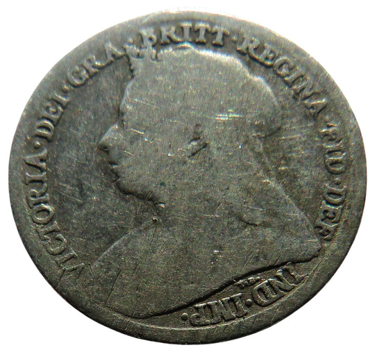 1894 Queen Victoria Silver Threepence Coin - Great Britain
