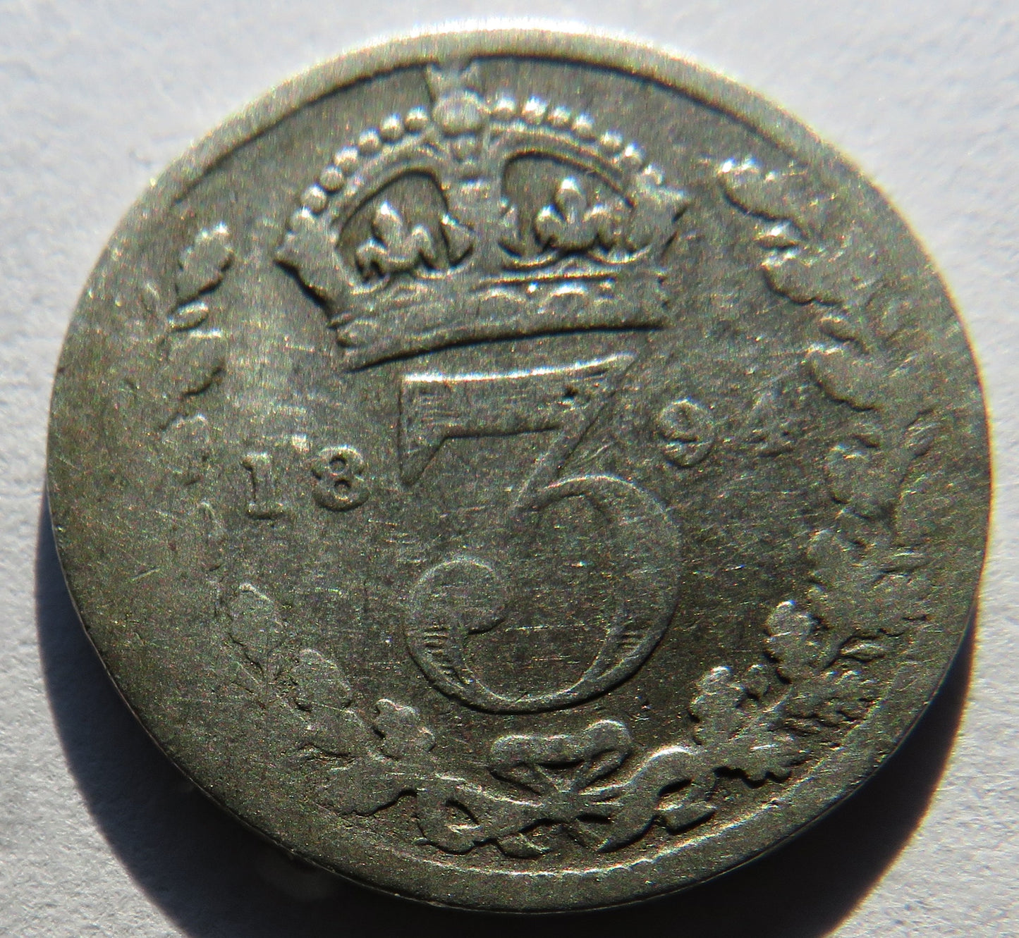 1894 Queen Victoria Silver Threepence Coin - Great Britain