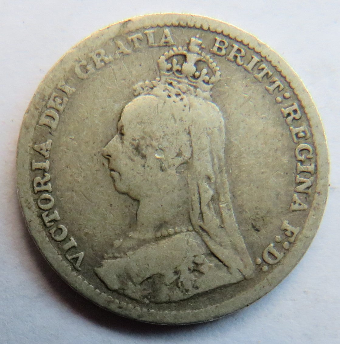 1893 Queen Victoria Jubilee Head Silver Threepence Coin - Great Britain