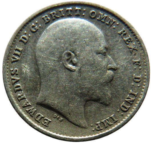 1902 King Edward VII Silver Threepence Coin - Great Britain.