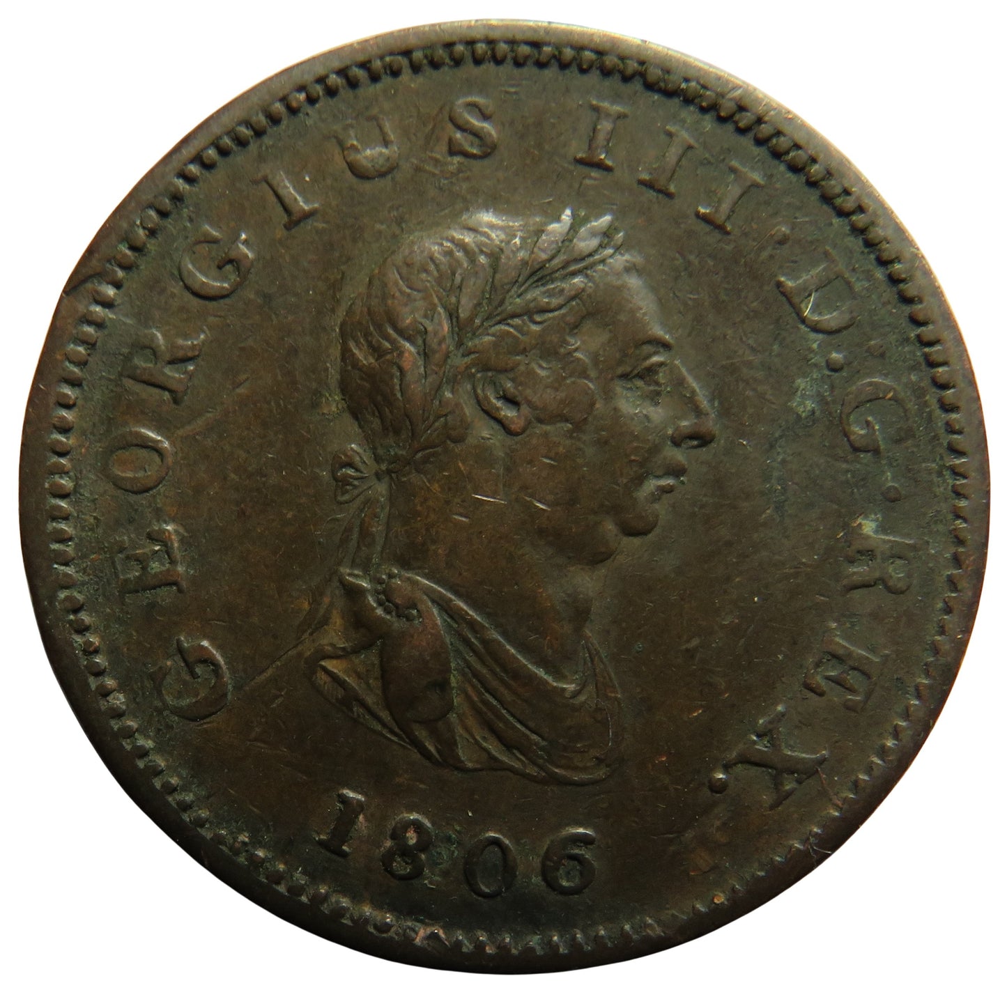 1806 King George III Halfpenny Coin - Great Britain