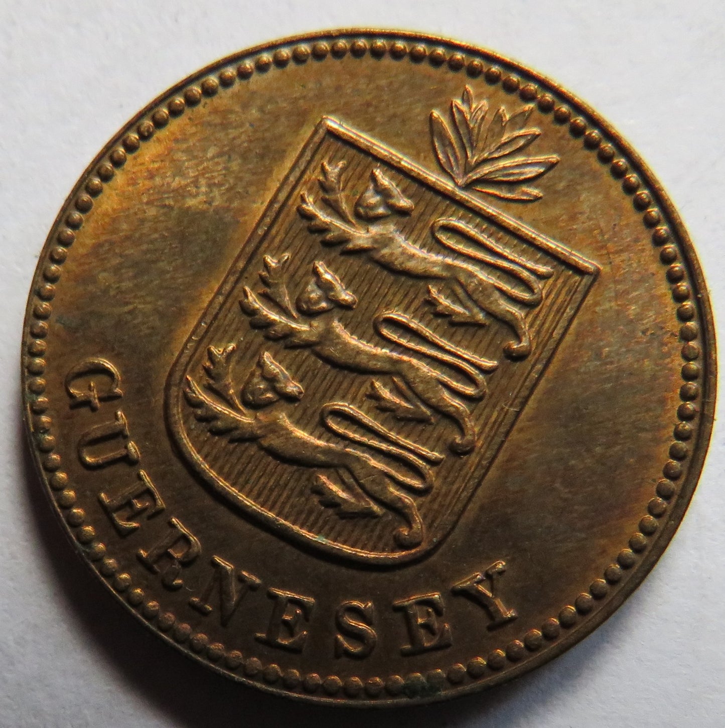 1933-H Guernsey One Double Coin In High Grade