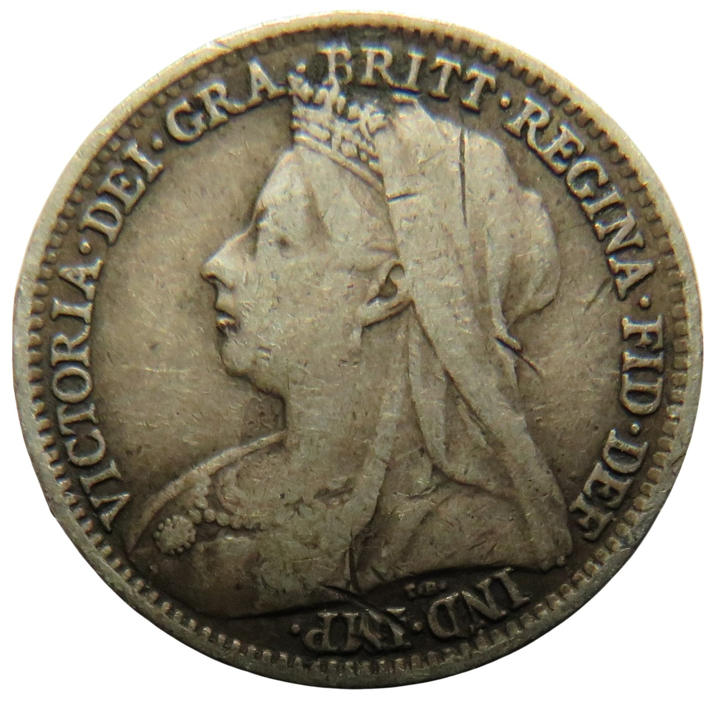 1894 Queen Victoria Silver Threepence Coin - Great Britain
