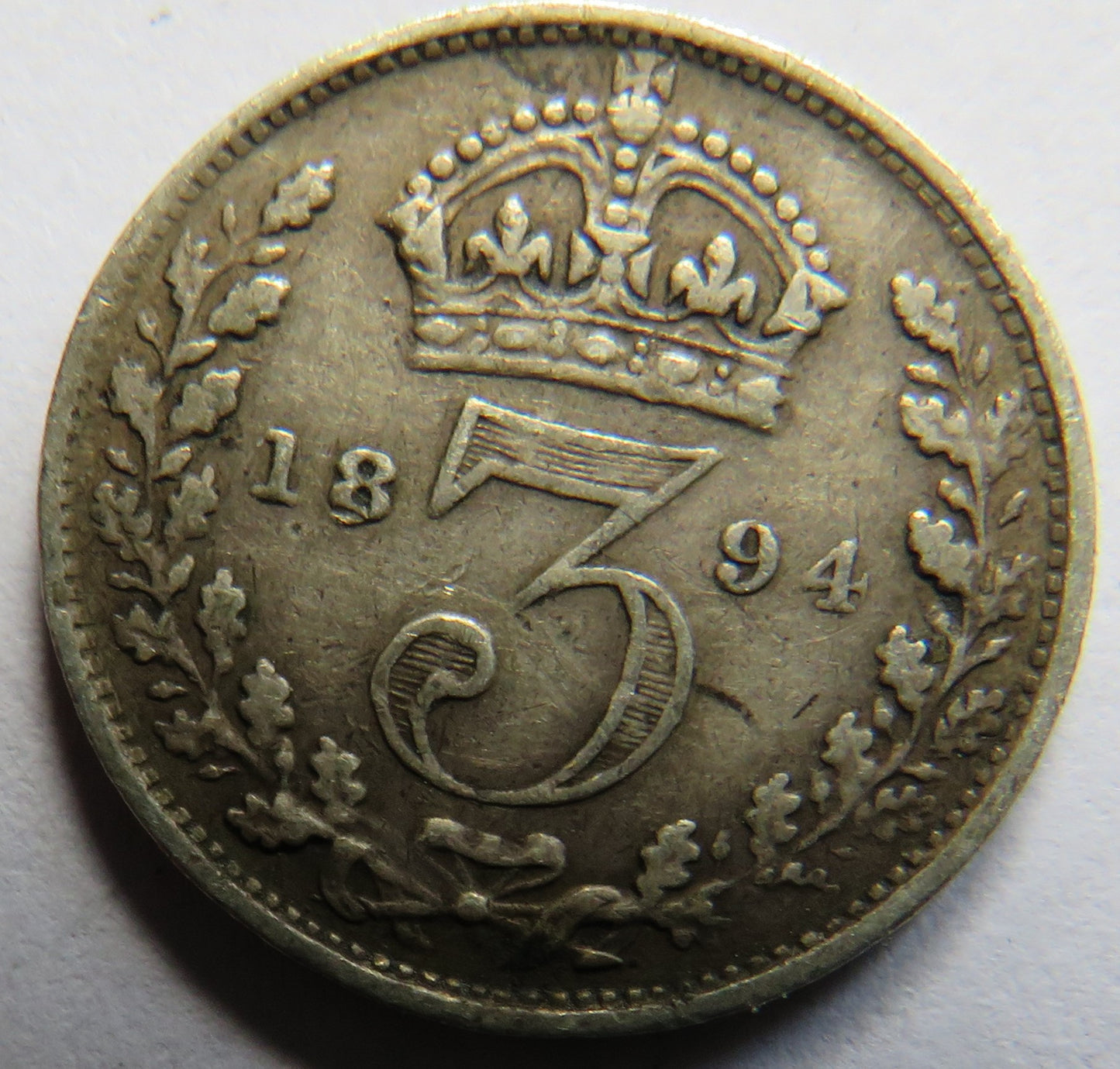 1894 Queen Victoria Silver Threepence Coin - Great Britain