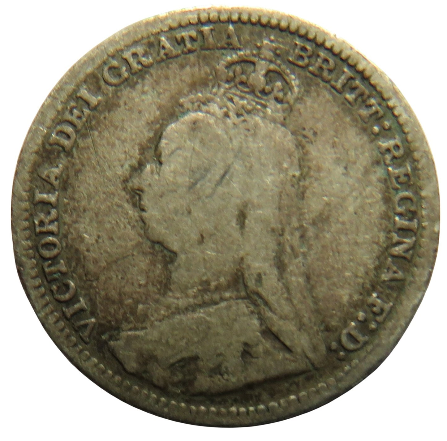 1890 Queen Victoria Jubilee Head Silver Threepence Coin - Great Britain