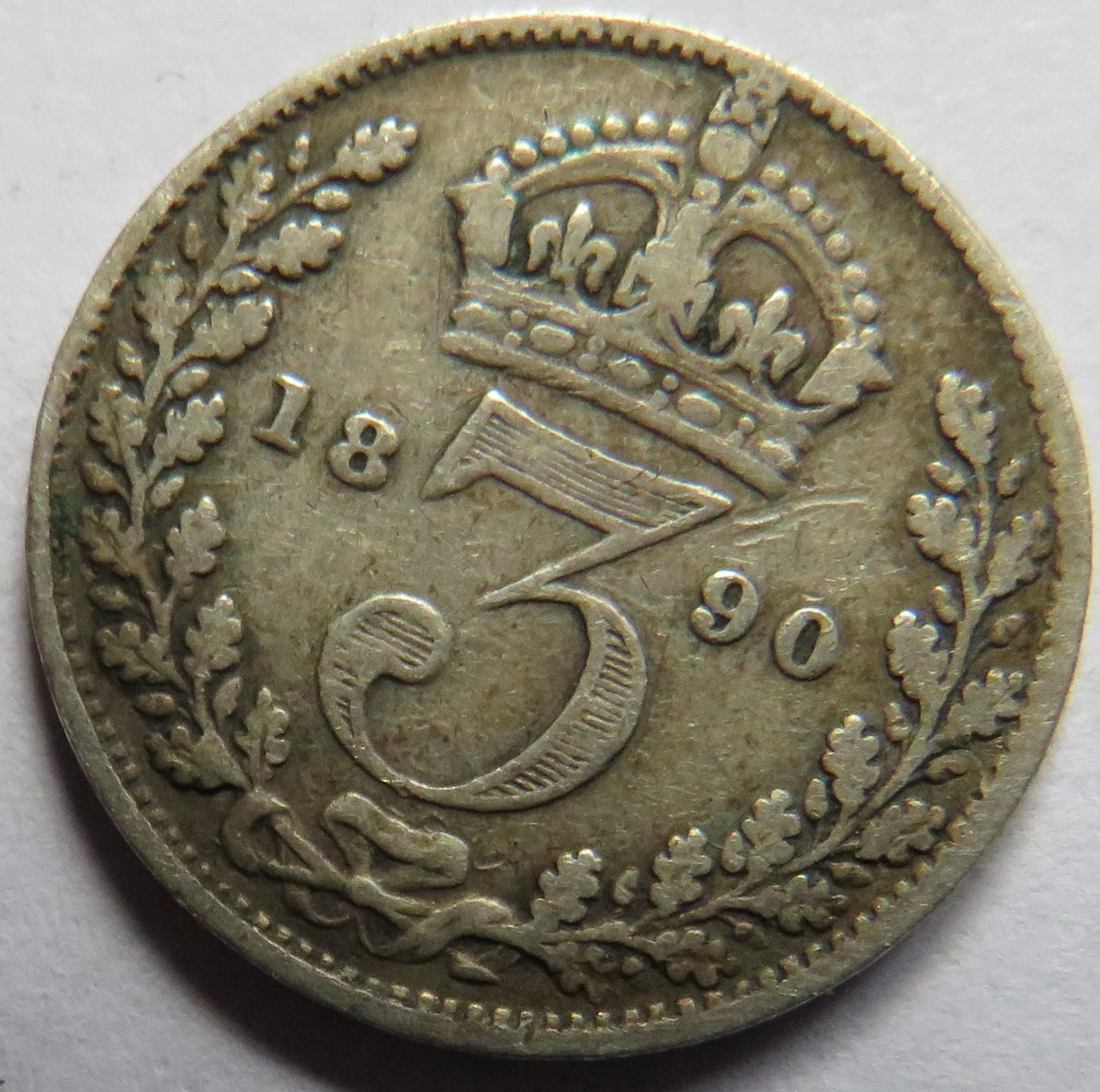 1890 Queen Victoria Jubilee Head Silver Threepence Coin - Great Britain
