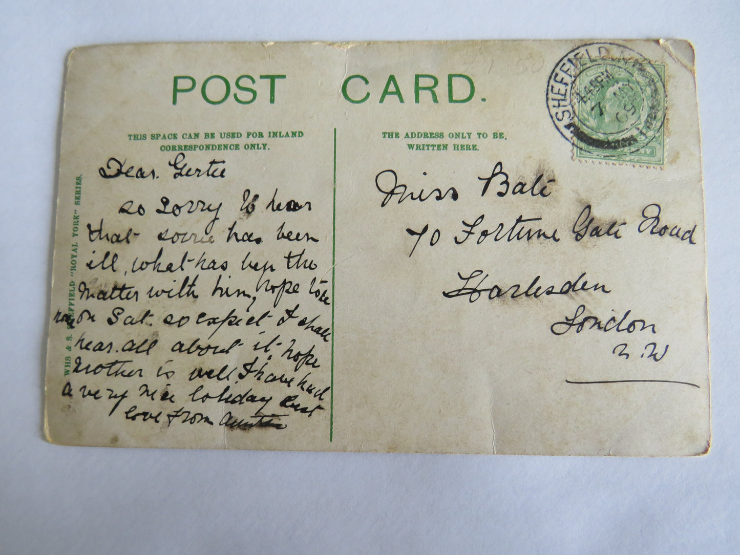 Vintage Postcard of University of Sheffield 1909