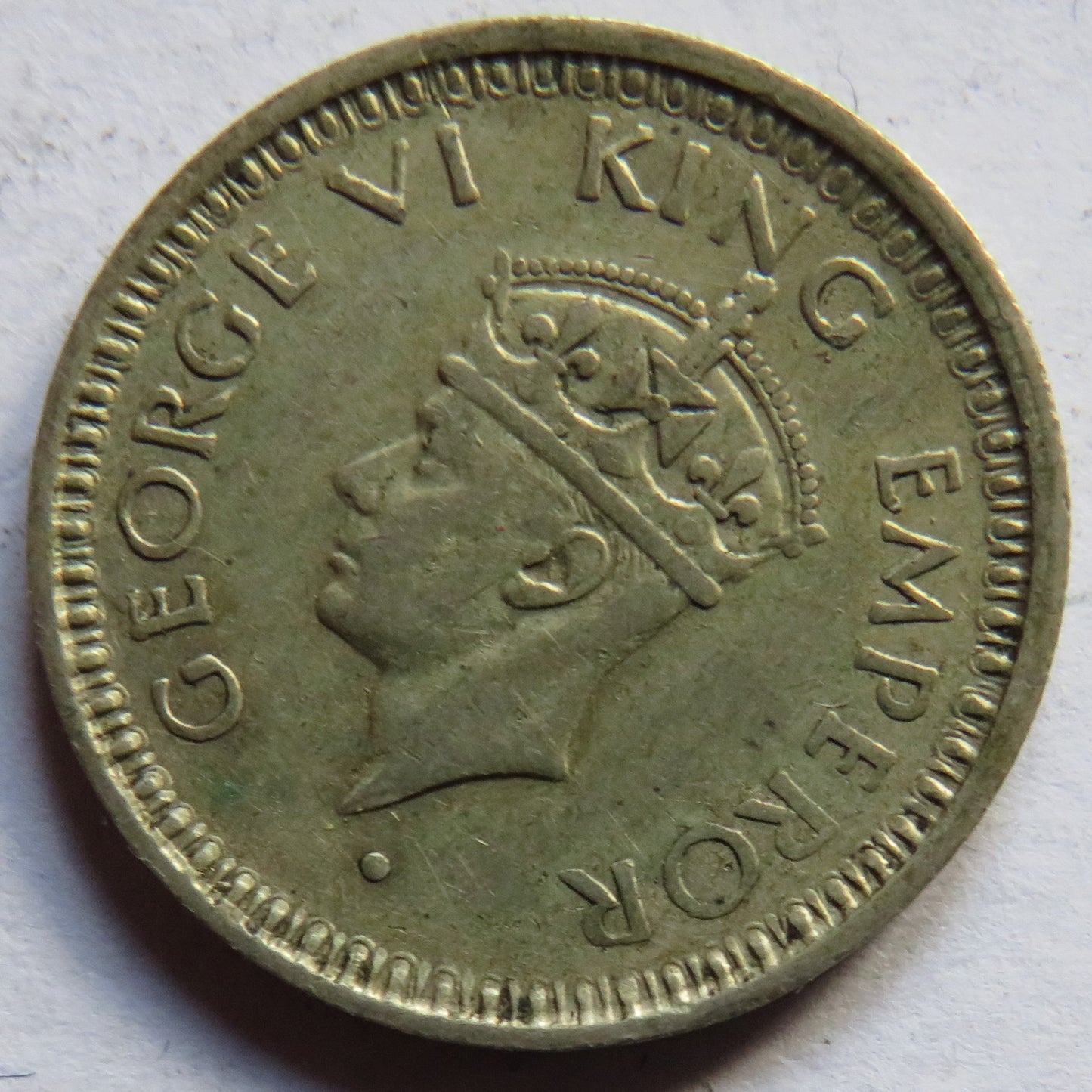 1945 King George VI India Silver 1/4 Rupee Coin