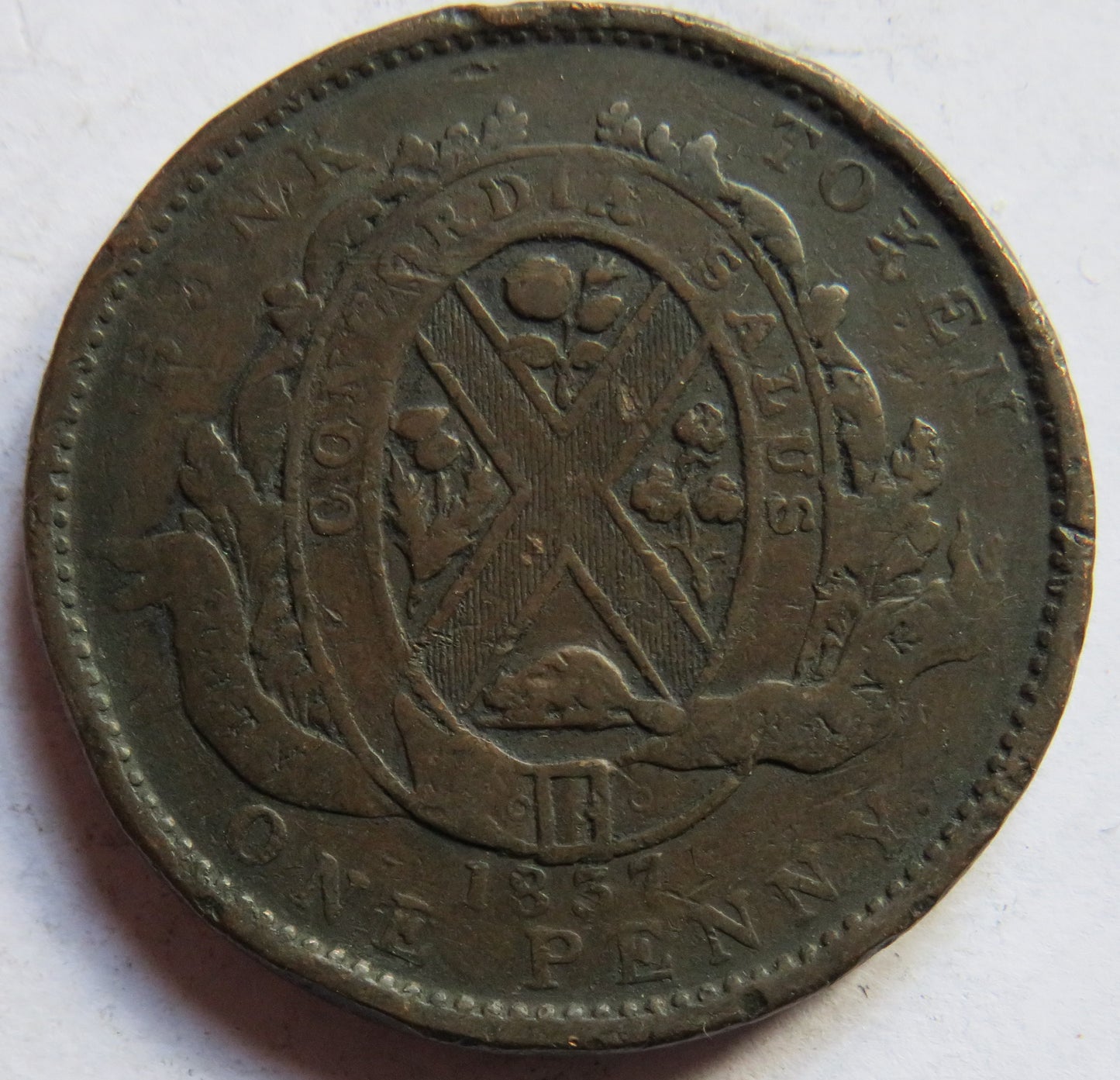 1837 Lower Canada One Penny / 2 Sous Bank Token