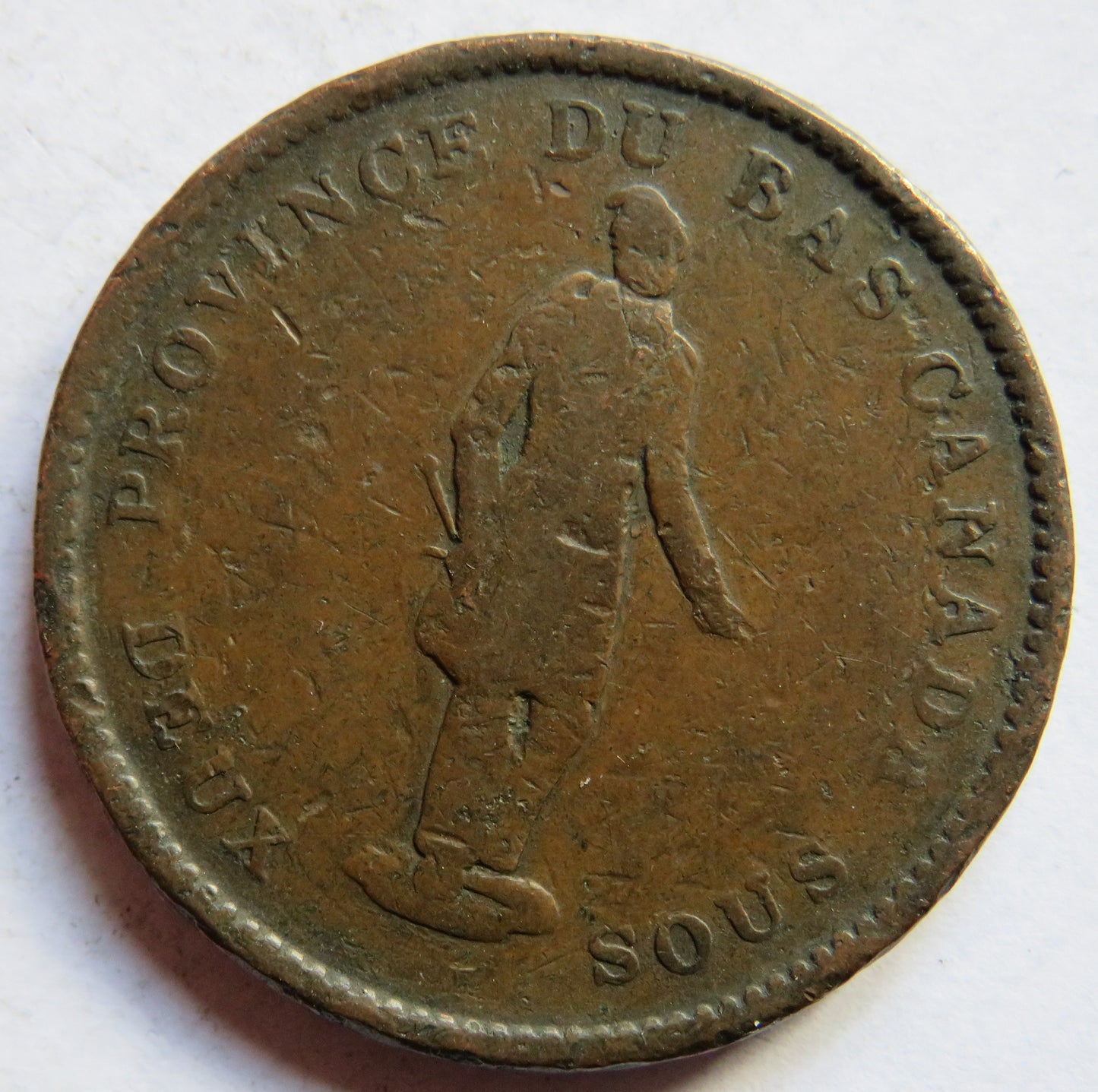 1837 Lower Canada One Penny / 2 Sous Bank Token