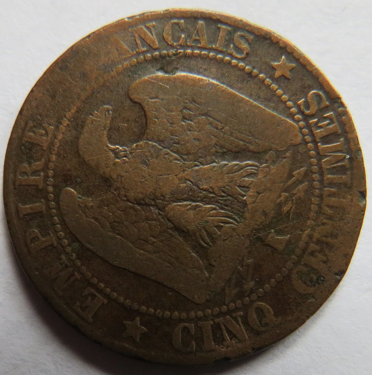 1864-K France Napoleon III 5 Centimes Coin