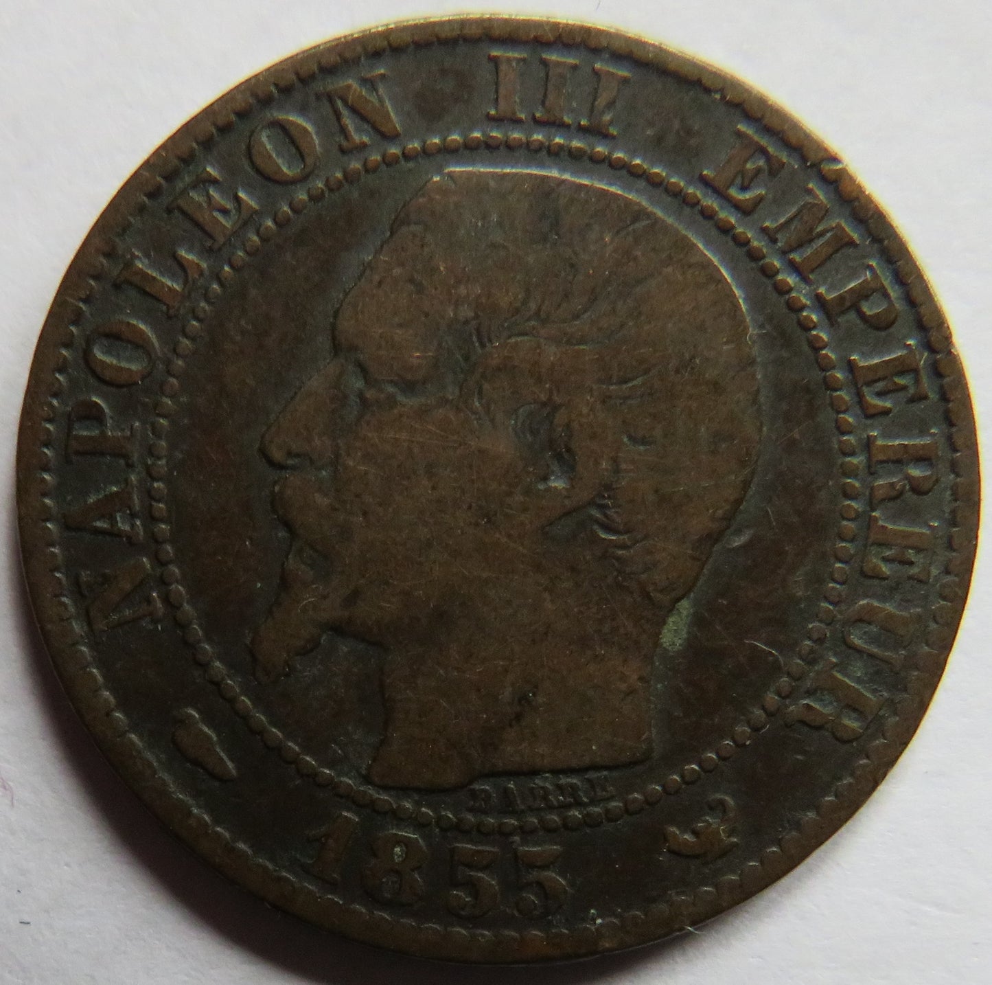 1855-W France Napoleon III 5 Centimes Coin