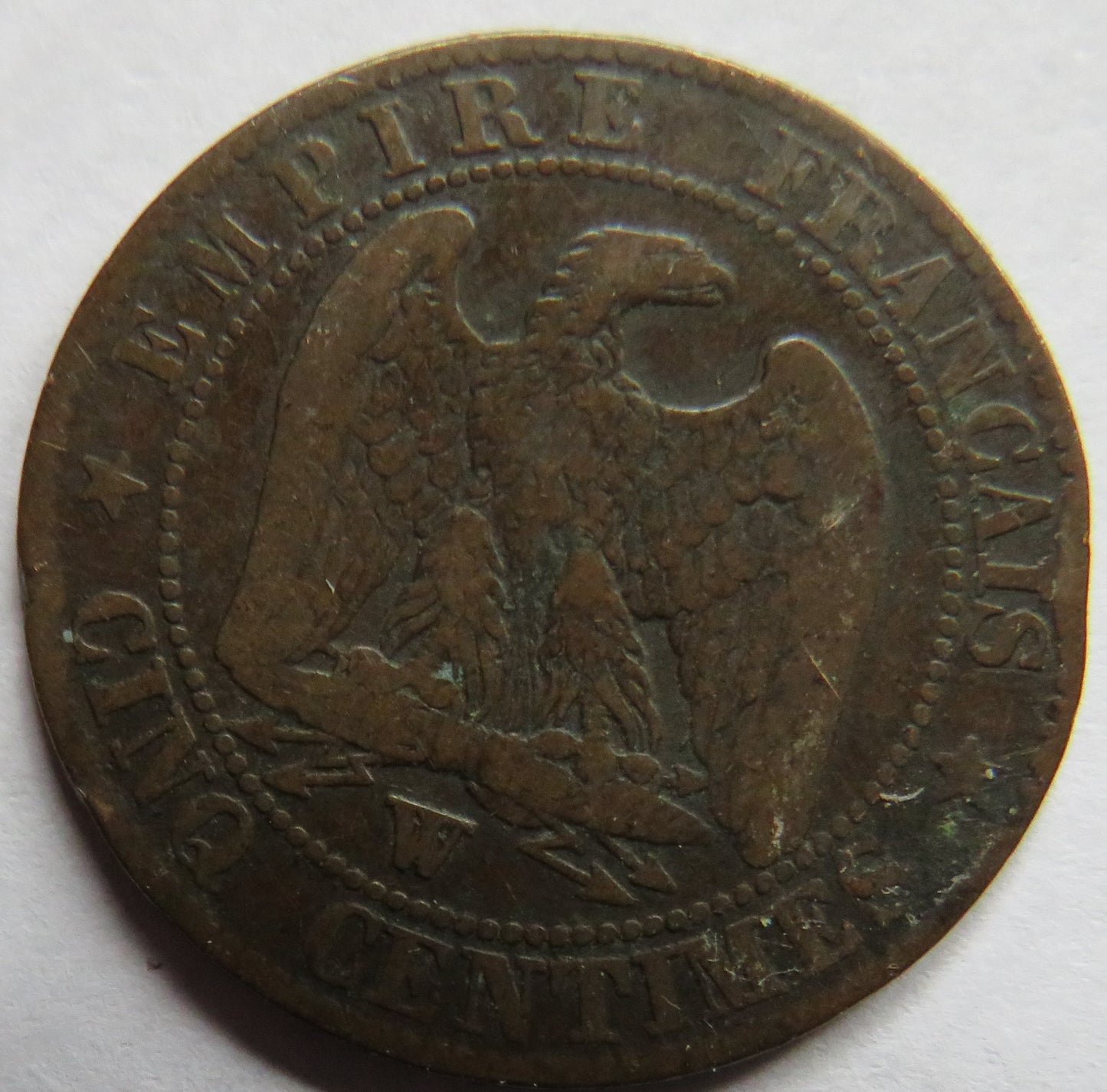 1855-W France Napoleon III 5 Centimes Coin