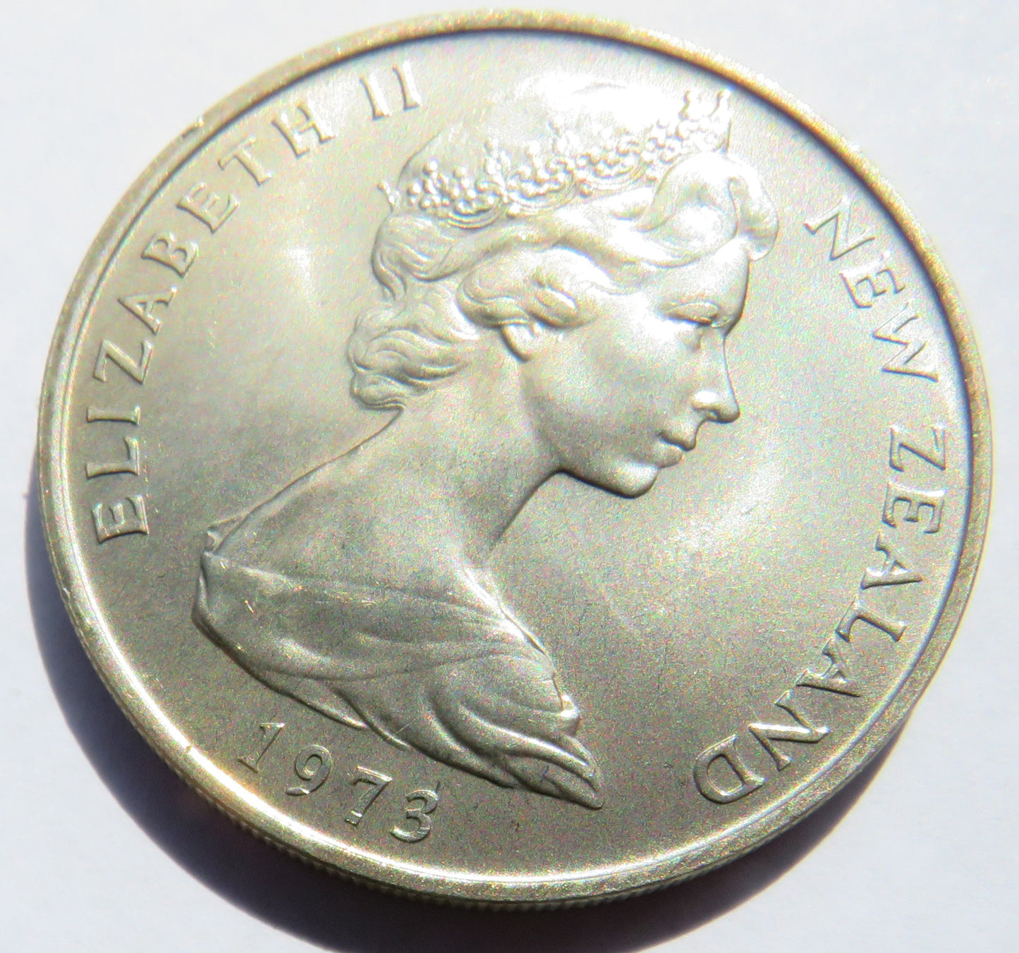 1973 Queen Elizabeth II New Zealand 20 Cents Coin In High Grade