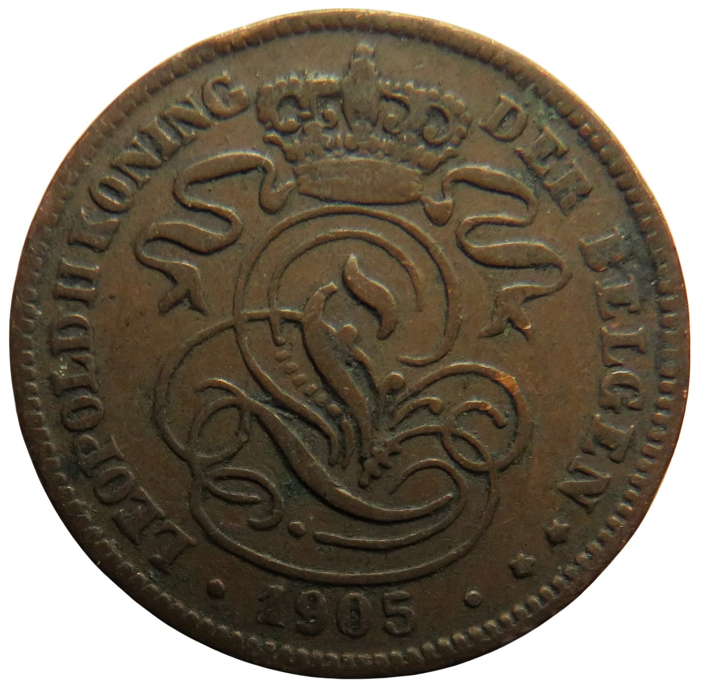 1905 Belgium 2 Centimes Coin
