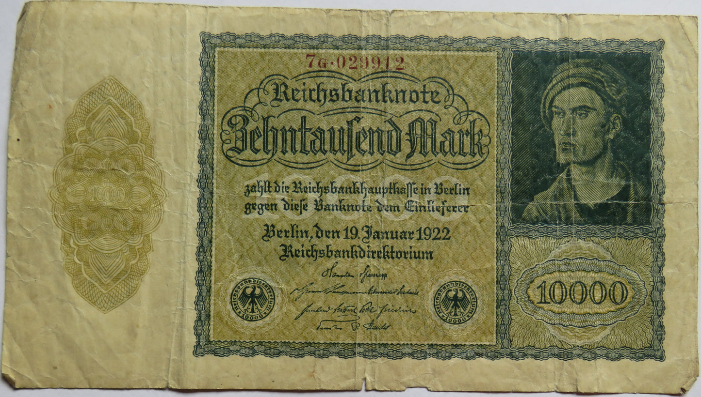 1922 Germany 10000 Marks Banknote