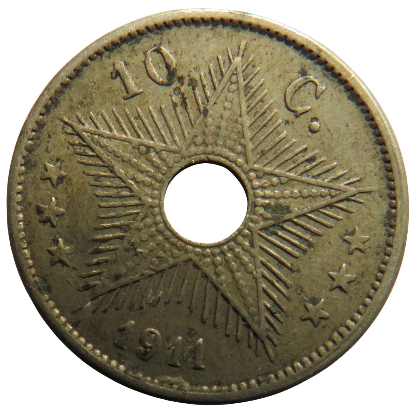1911 Belgian Congo 10 Centimes Coin
