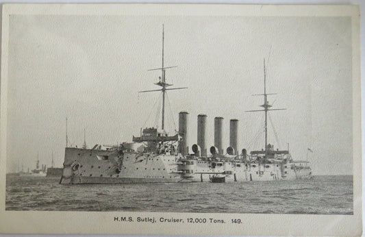 Vintage Warship Postcard of The H.M.S. "Sutlej" Cruiser