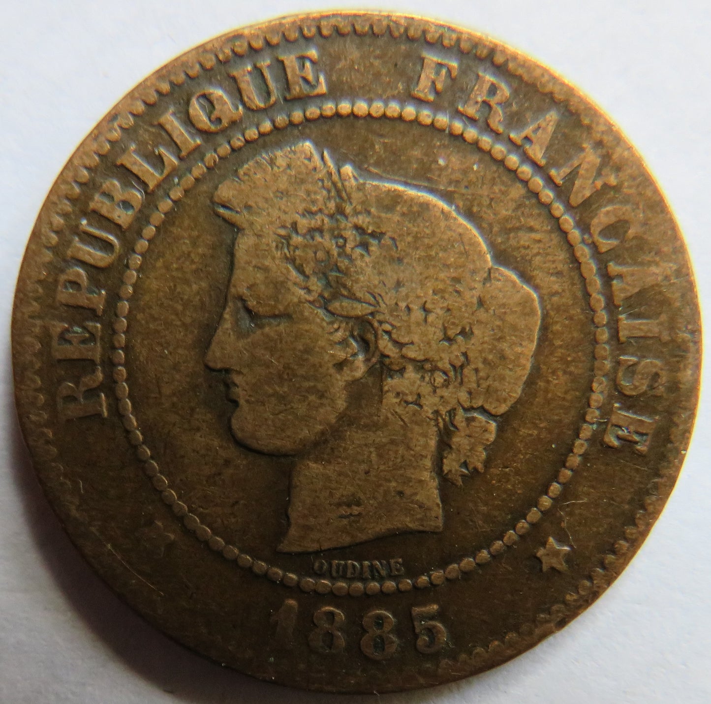 1885-A France 5 Centimes Coin