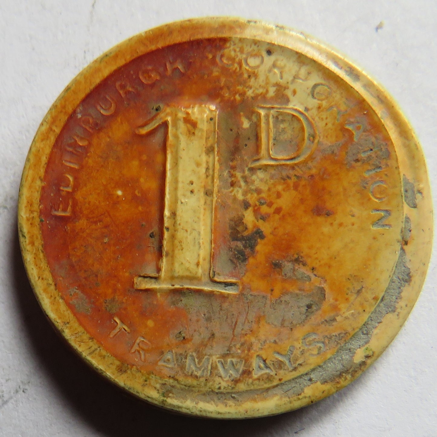 Edinburgh Corporation Tramways One Penny Plastic Token