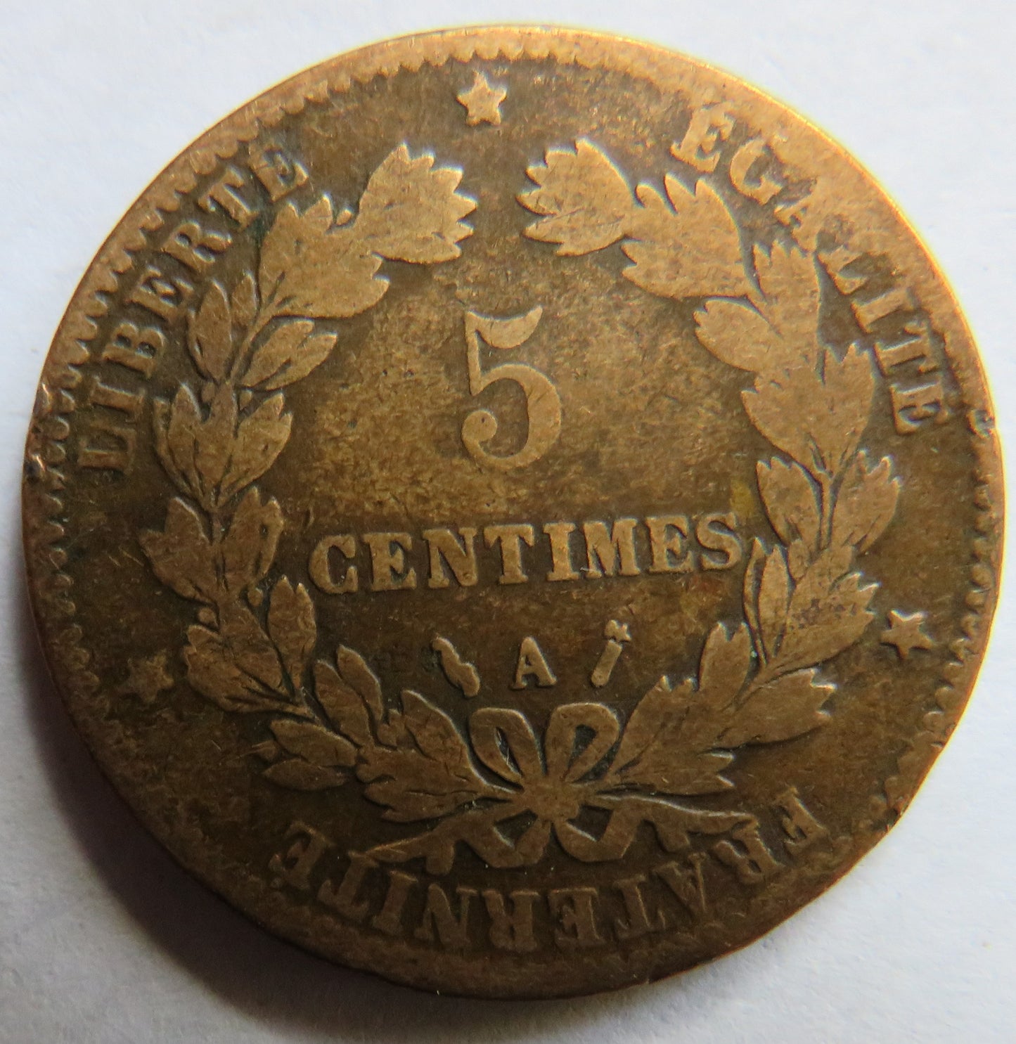 1885-A France 5 Centimes Coin