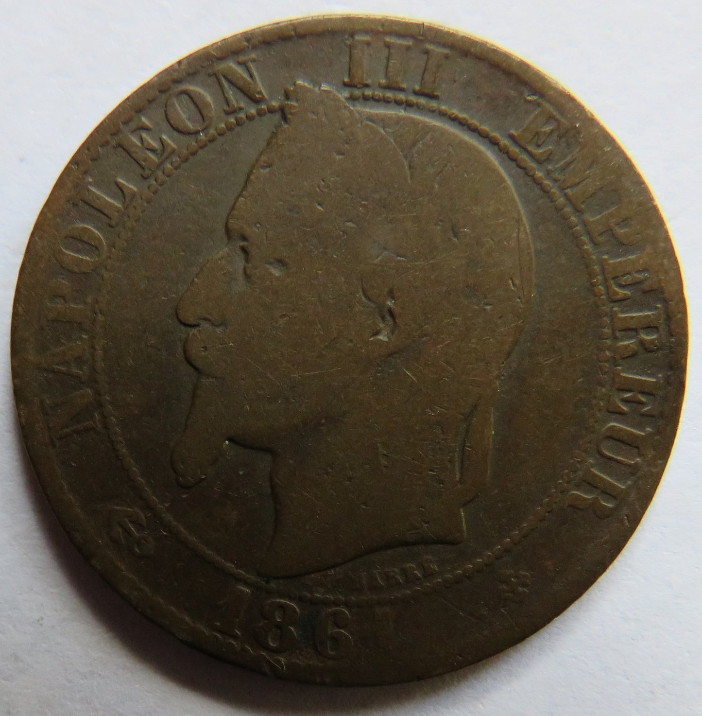 1861-BB France Napoleon III 5 Centimes Coin
