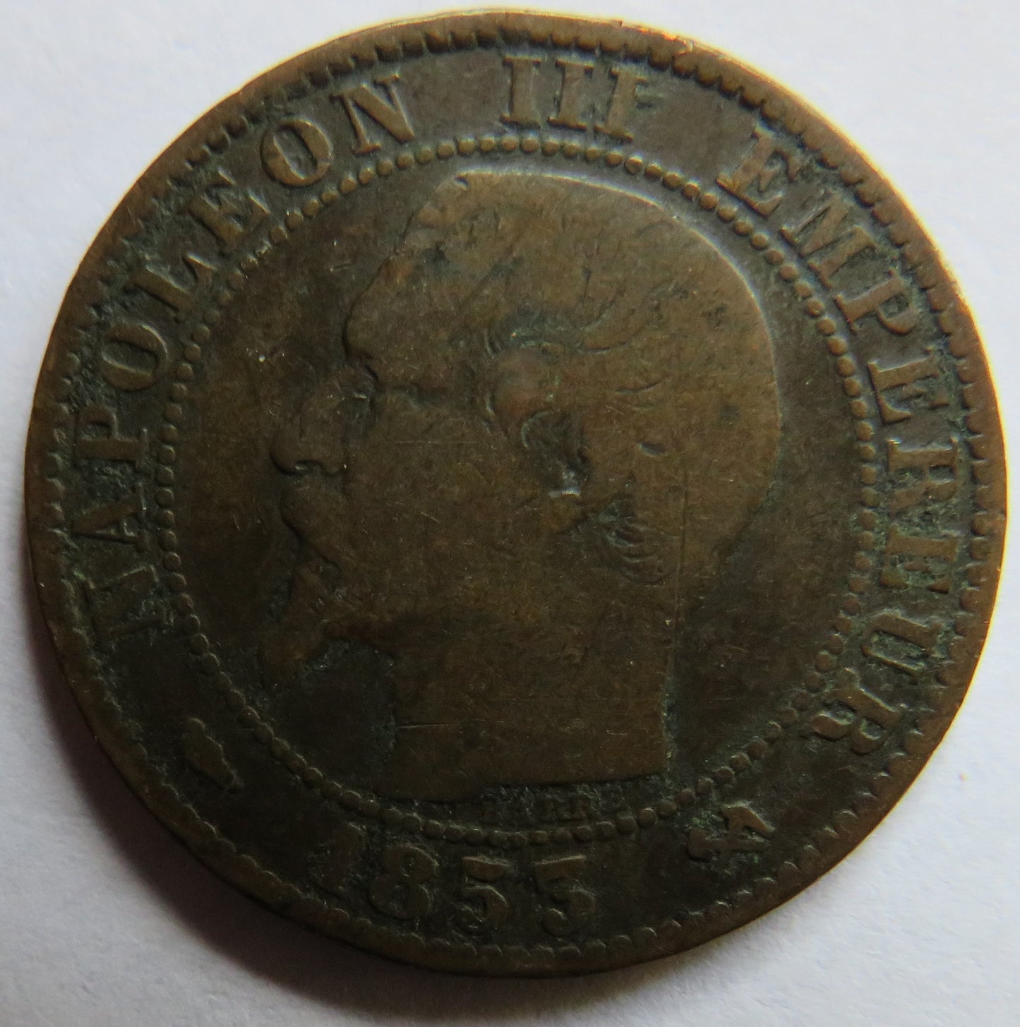 1853-B France Napoleon III 5 Centimes Coin
