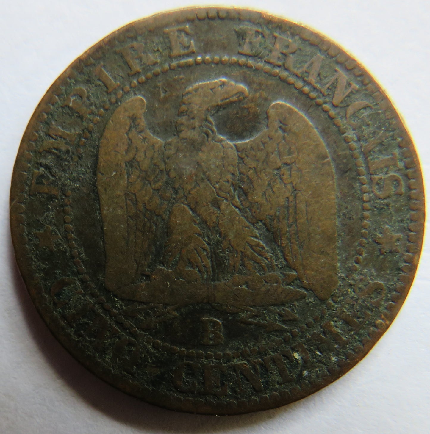 1853-B France Napoleon III 5 Centimes Coin