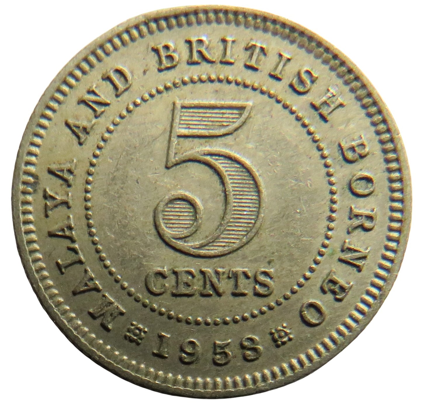1953 Queen Elizabeth II Malaya and British Borneo 5 Cents Coin