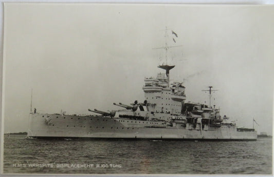 Vintage Warship Postcard of The H.M.S. "Warspite"