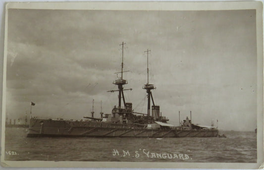 Vintage Warship Postcard of The H.M.S. "Vanguard"