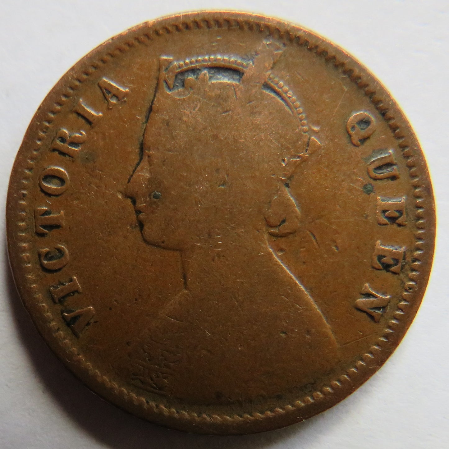 1876 Queen Victoria India 1/4 Quarter Anna Coin.