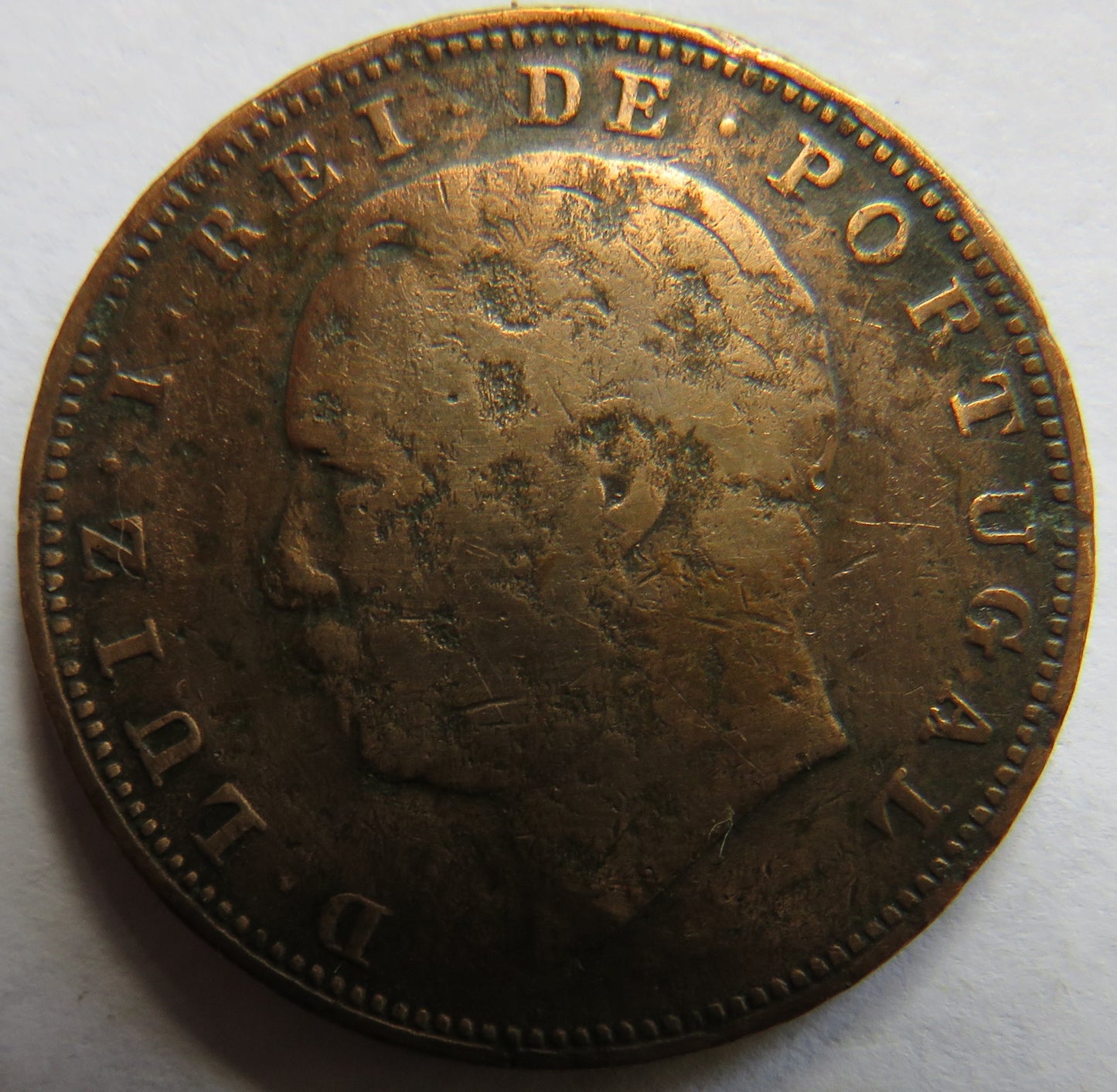 1883 Portugal 10 Reis Coin