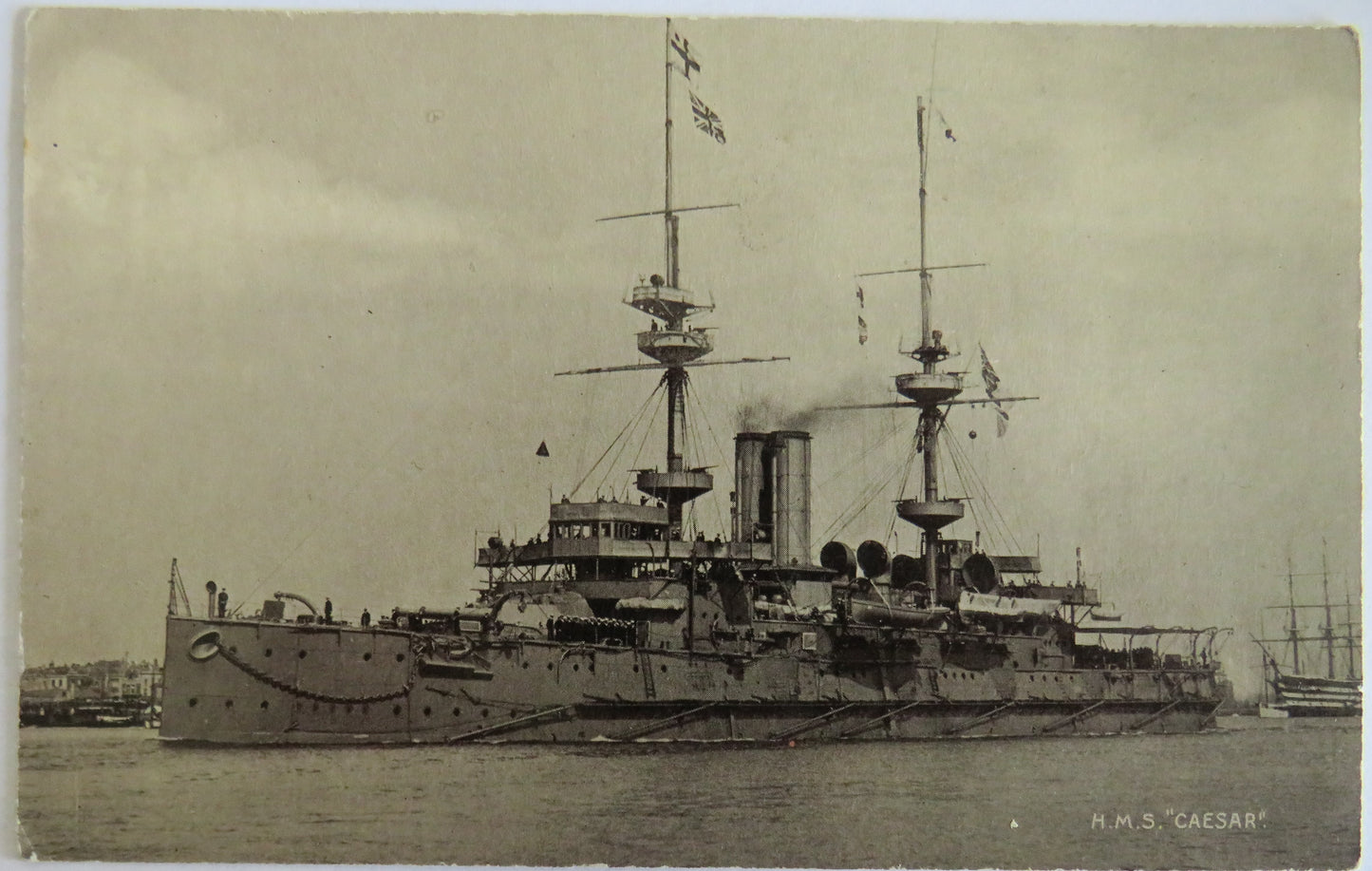 Vintage Warship Postcard of The H.M.S. "Caesar"