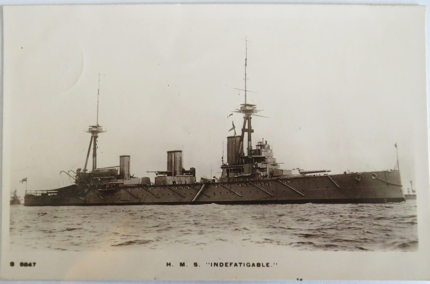 Vintage Warship Postcard of The H.M.S. "Indefatigable" 1914