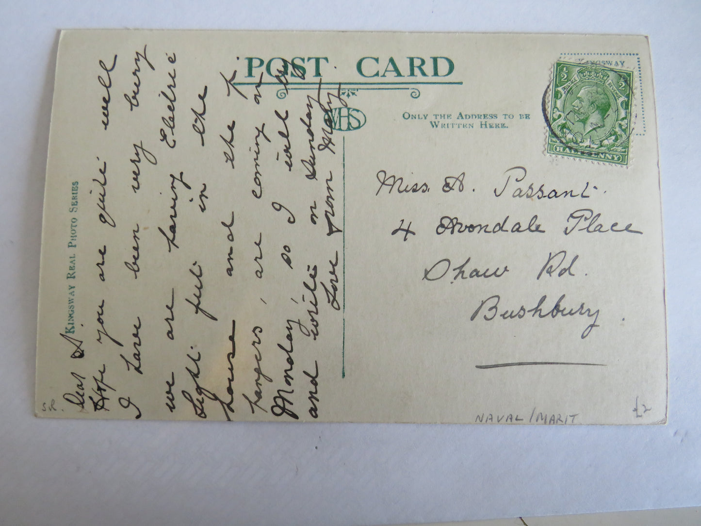 Vintage Warship Postcard of The H.M.S. "Indefatigable" 1914